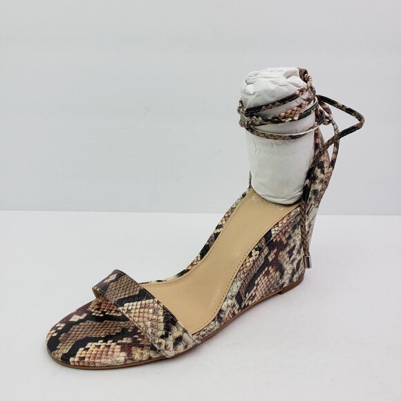 Vince Camuto Stassia Womens Size 8.5 Snake Skin Leather Strappy Wedge Sandals - Picture 2 of 9